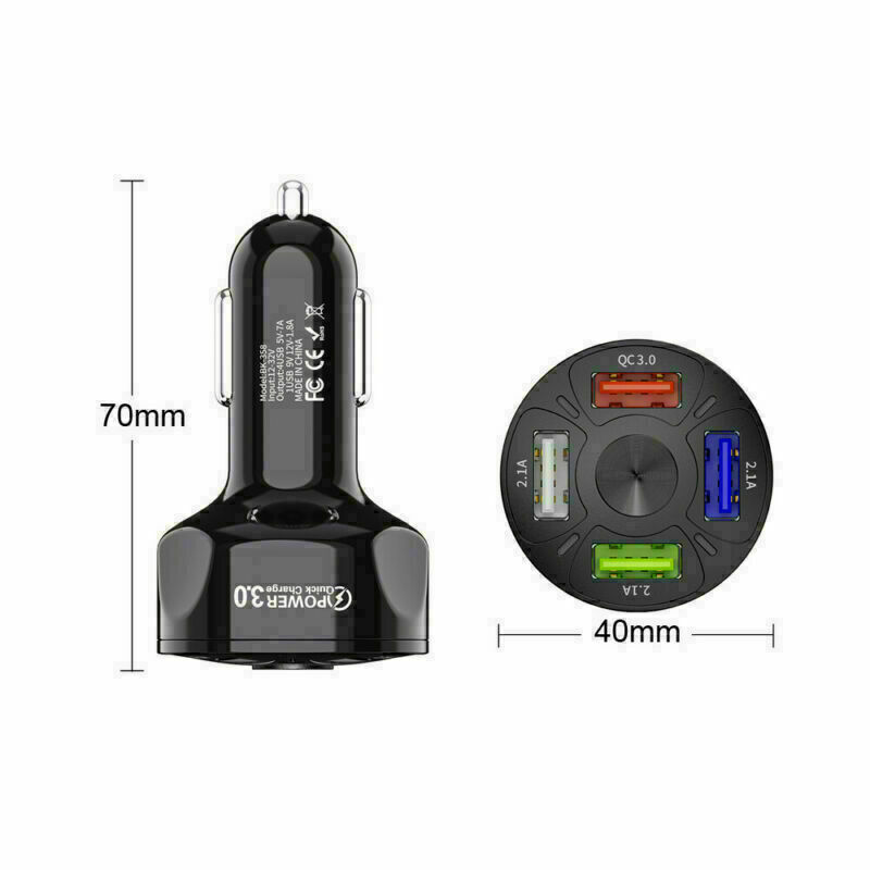 45W 4 Ports USB Car Charge Mini Fast Charging For iPhone/apple Charger Adapter