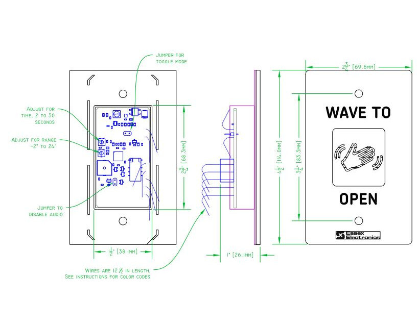 HEW-2SQ-DPDT Hand-E-Wave HEW-2S Touchless Exit Essex Electronics