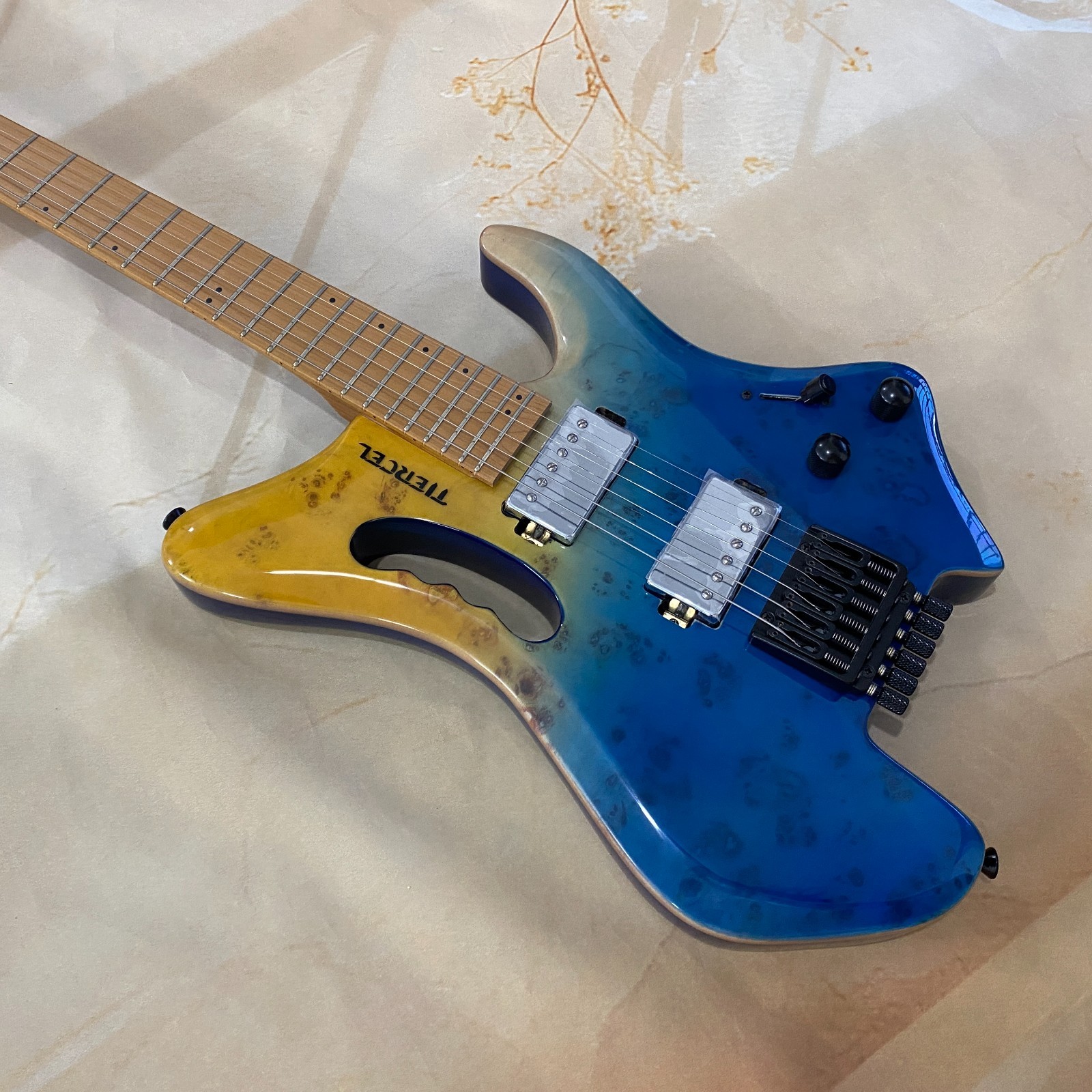 Headless Guitar HH pickups basswood body blue Discount