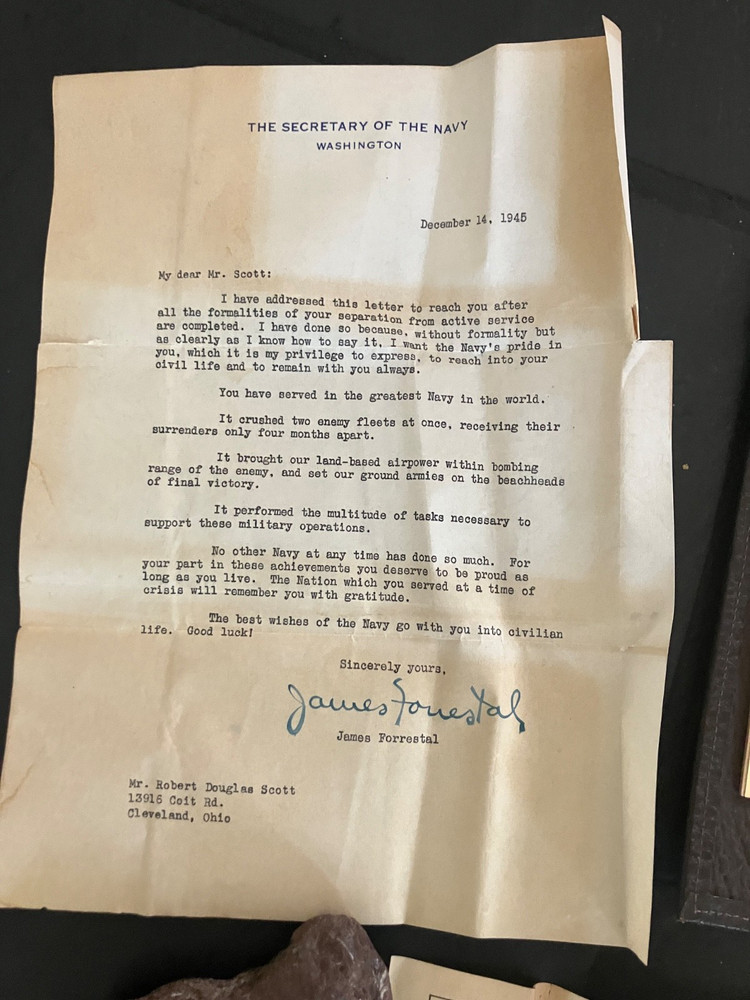WW2 Navy Honorable Discharge Papers Original Documents/ Ephemera Lot