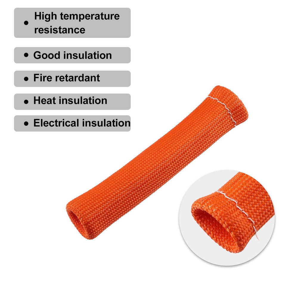 1 Set Car Engine Spark Plug Wire Boots Protector Sleeve w/ Cable Ties Orange