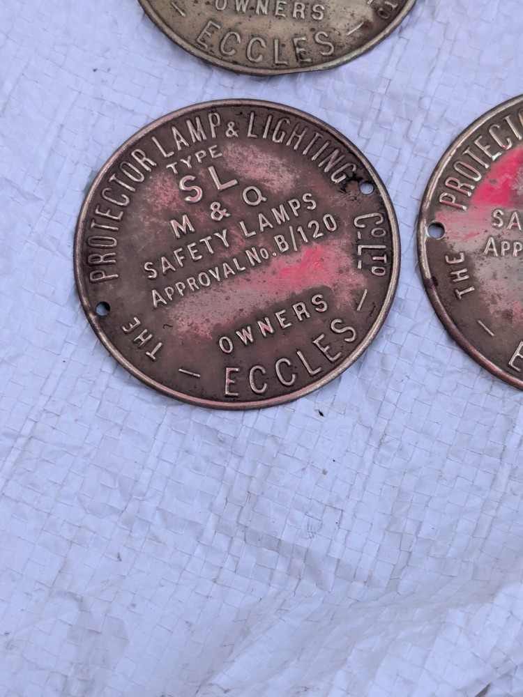 ECCLES PROTECTOR LAMP & SAFETY TYPE SL M & Q BRASS PLATES PLAQUES FOUR MINING