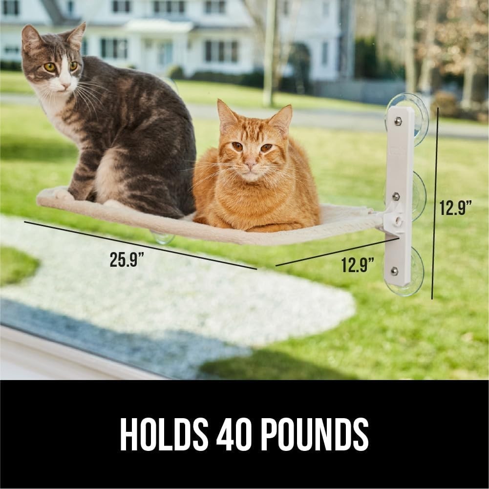 Cat Window Perch, Foldable Hammock Bed with 6 Large Suction Cups, Holds 40lbs, L