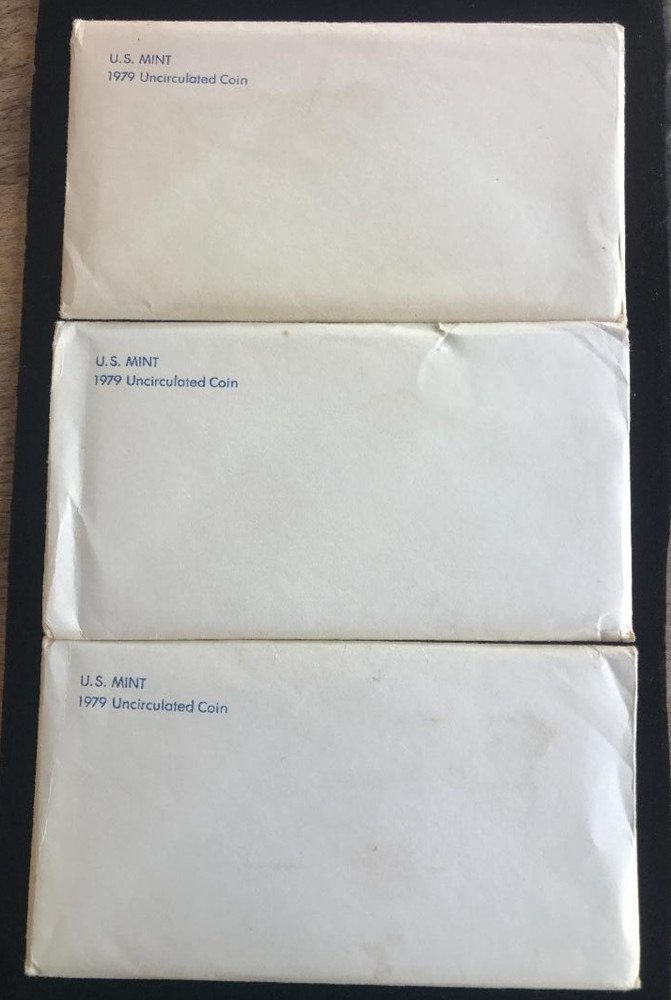 THREE 1979 UNCIRCULATED P & D MINT SETS ~SIX-COIN SETS EACH MINT ~U.S. MINT PACK