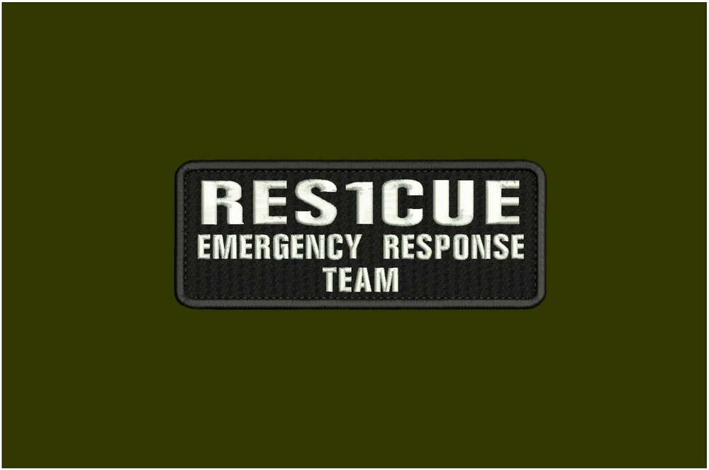 RES1CUE EMERGENCY RESPONSE TEAM EMB PATCH 3X8 SEW ON BLK/WHITE