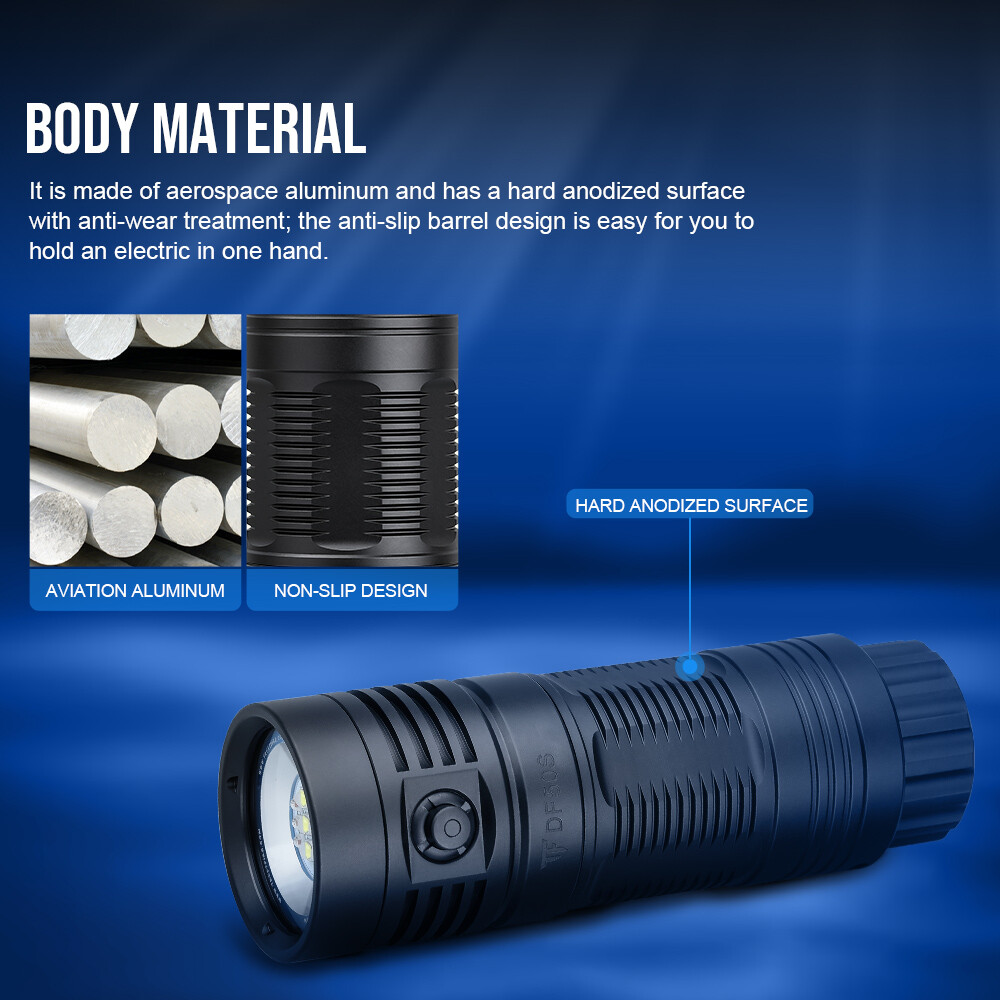 TrustFire Rechargeable Type-C Diving LED Light Scuba 6500LM Diving Flashlight