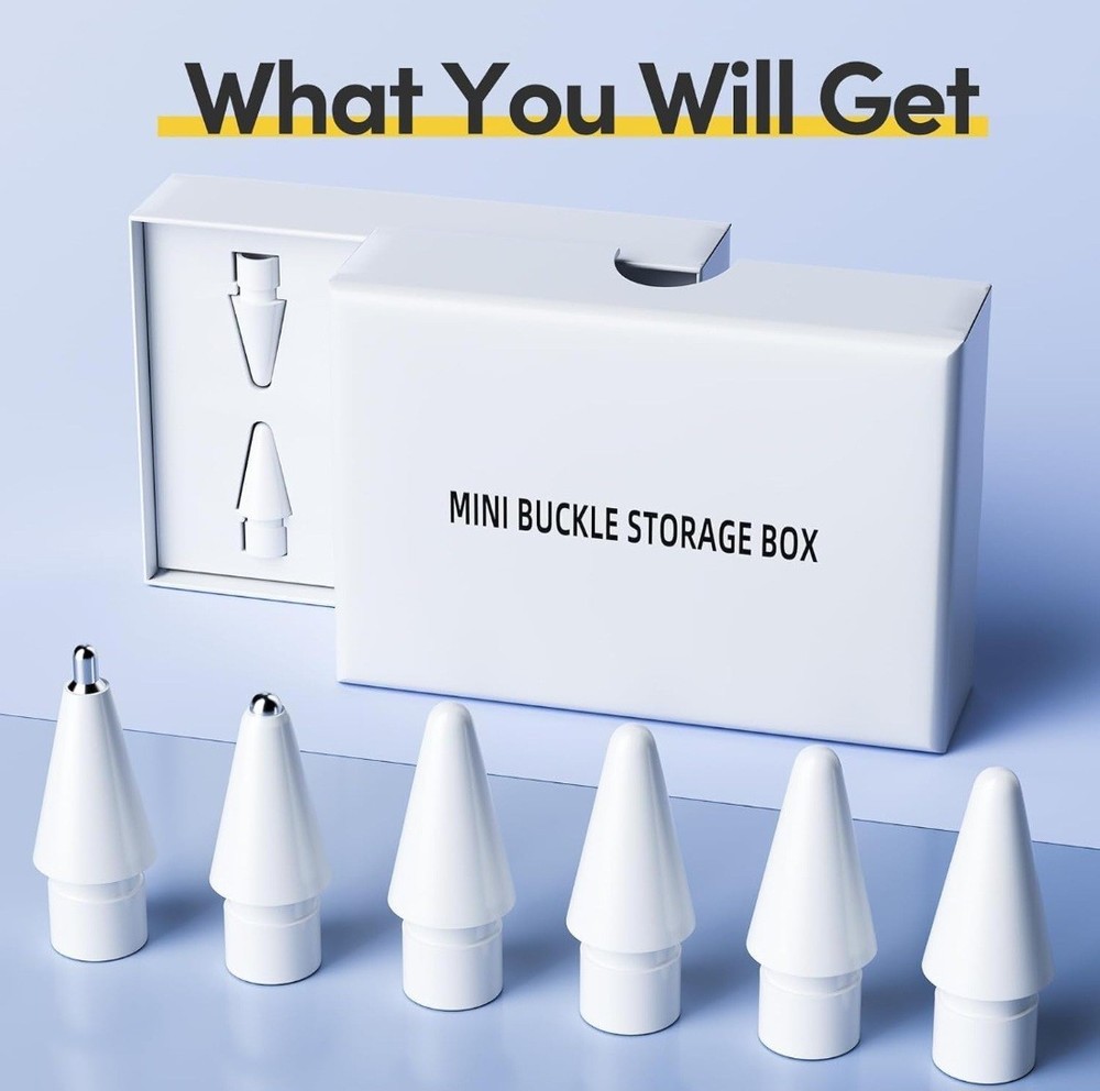 Penstudio Replacement Tips for Apple Pencil PRO/1ST/2ND USB-C, 6-Pack, White