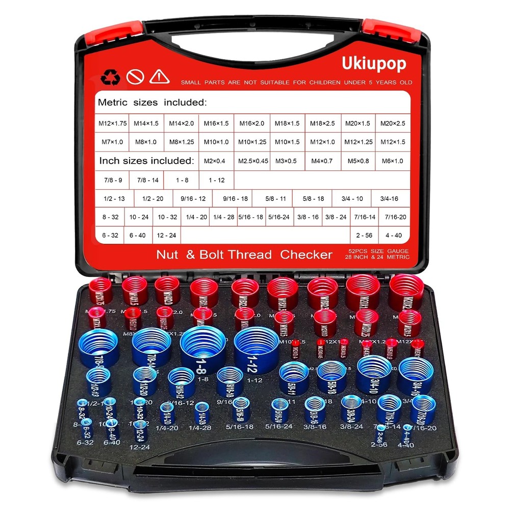 52PCS Thread Checker Kit – SAE & Metric Bolt Thread Checker, Nut & Bolt Si