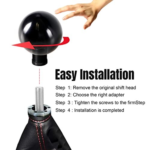 Universal Round Ball Gear Shift Knob,Chrome Finish Aluminum Shifter Knobs Black