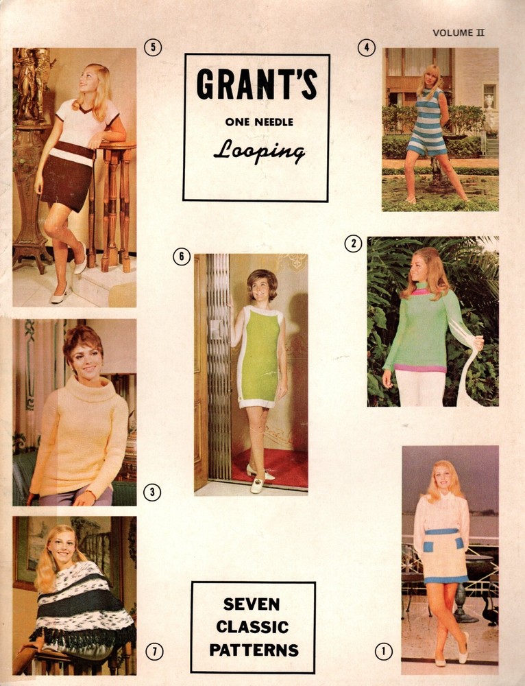1970 Grant's ONE NEEDLE LOOPING Patterns & Instructions Crochet Pattern Leaflet