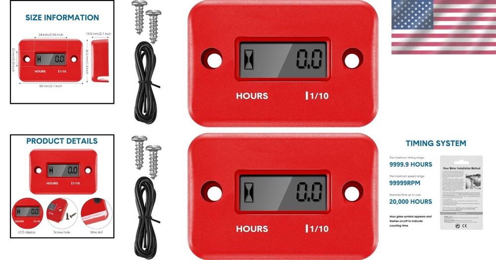Weatherproof Hour Meter for Gas Engines - Easy Setup & Long-lasting Performance