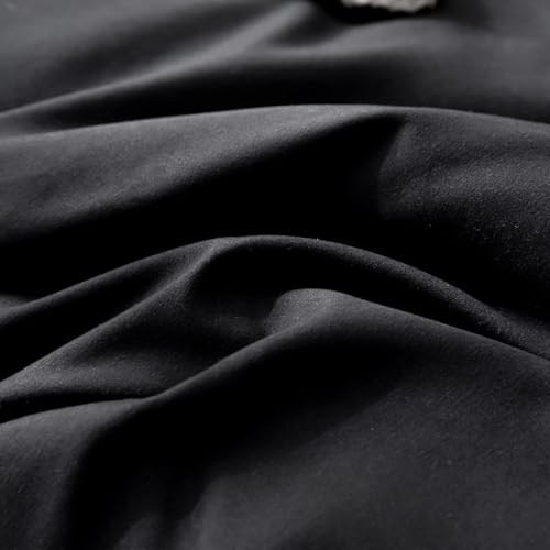 3PCS Black Comforter Set with 2 Pillowcases, Brushed Queen Solid Black