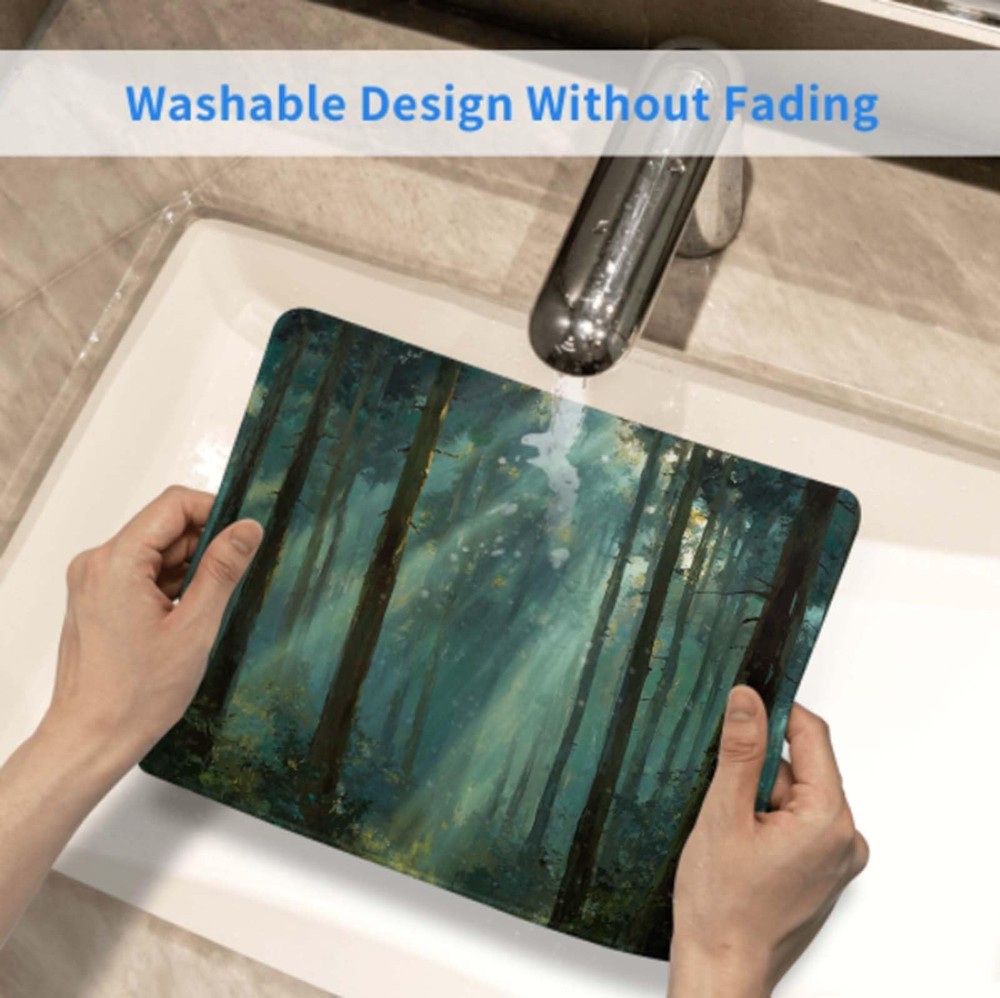 Voltique Mouse Pad Small Desk Mat, Forest Computer Mousepad with Stitched Edg...