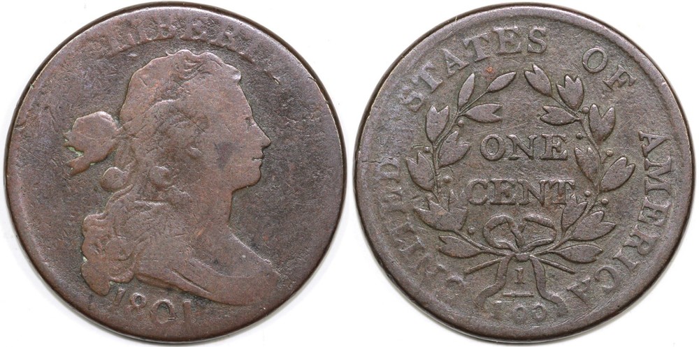 1801 1c S-224 Draped Bust Large Cent