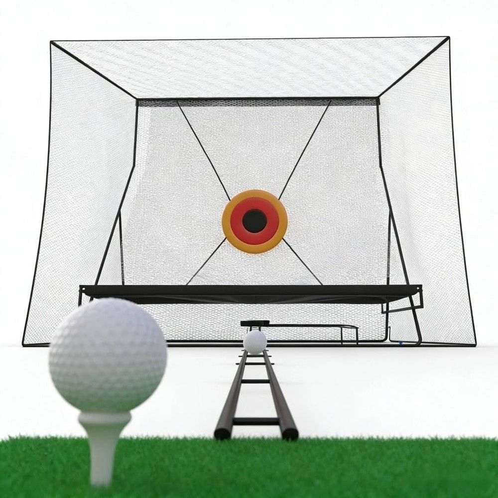 ✨10x8Ft Golf Practice Net w/ Ball Return & Impact Target, Large Golf Training Ne