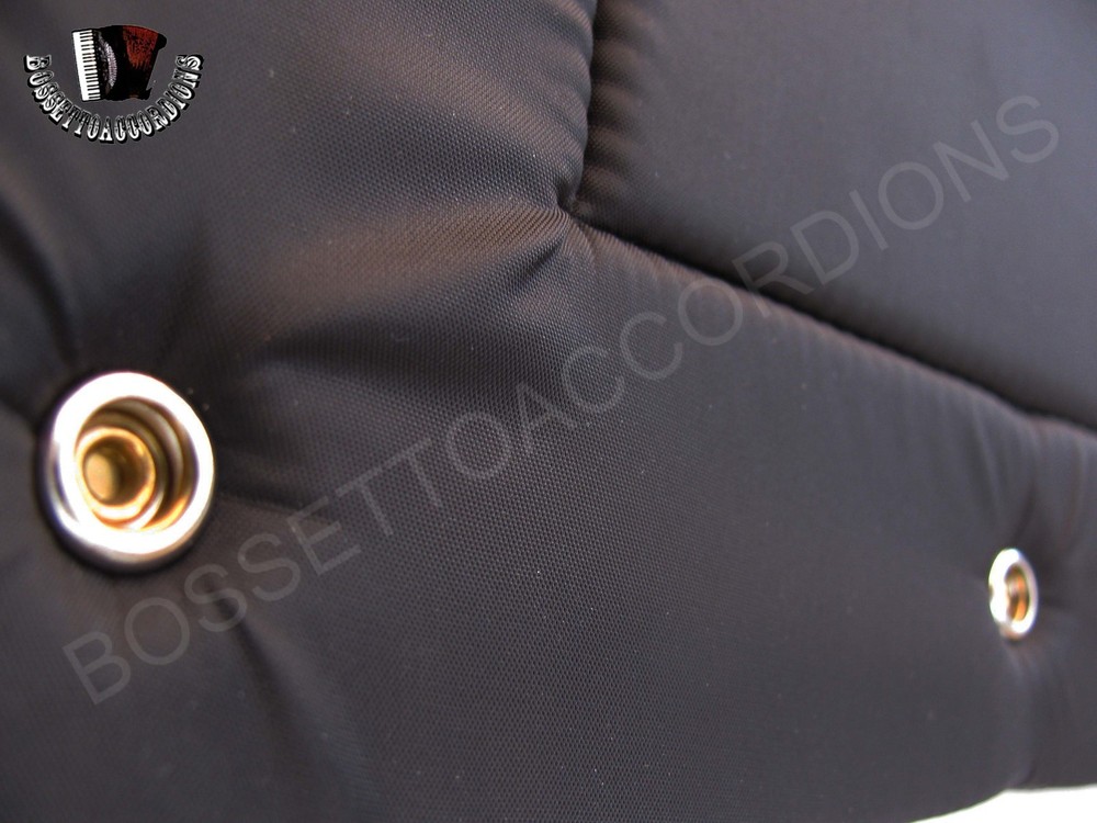 Accordion Back Pad Black Nylon Bellows Protector Assorted Sizes w/ Black Rivets