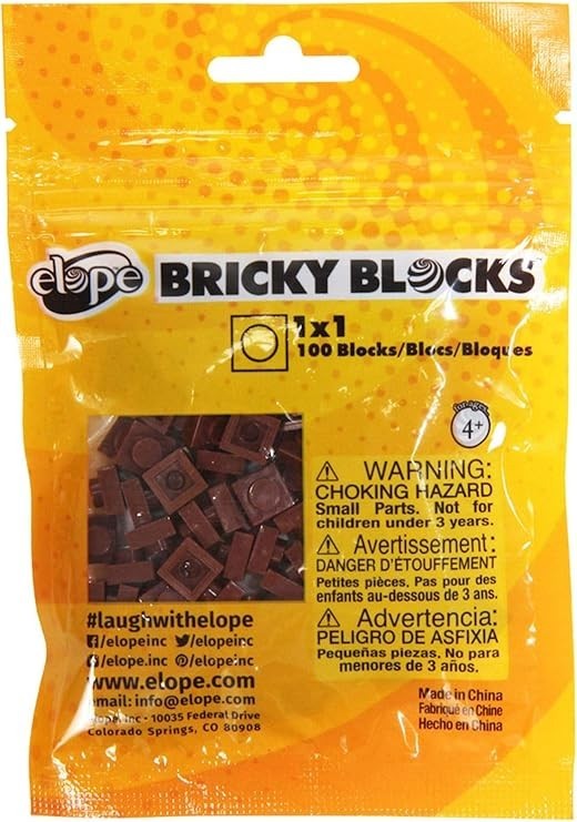 Brown  Bricky Blocks 100 Pieces 1x1