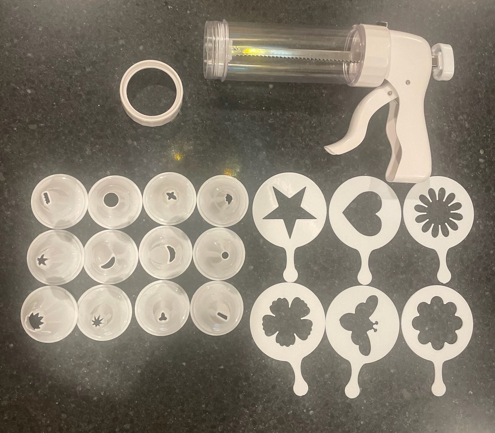 Cupcake Decorator Tool Set-decorator gun, 6 stencils, 12 decorative tips