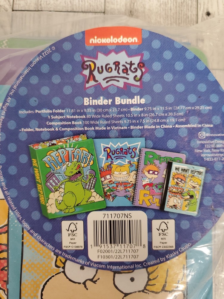 Rugrats Binder Bundle 4 Piece Set Folder Binder Notebook Composition Book NEW