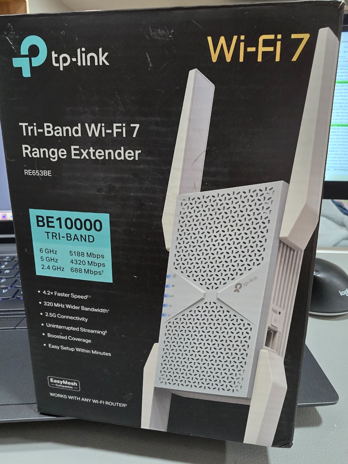TP-Link BE10000 Wi-Fi 7 Range Extender RE653BE | 10 Gbps Tri-Band