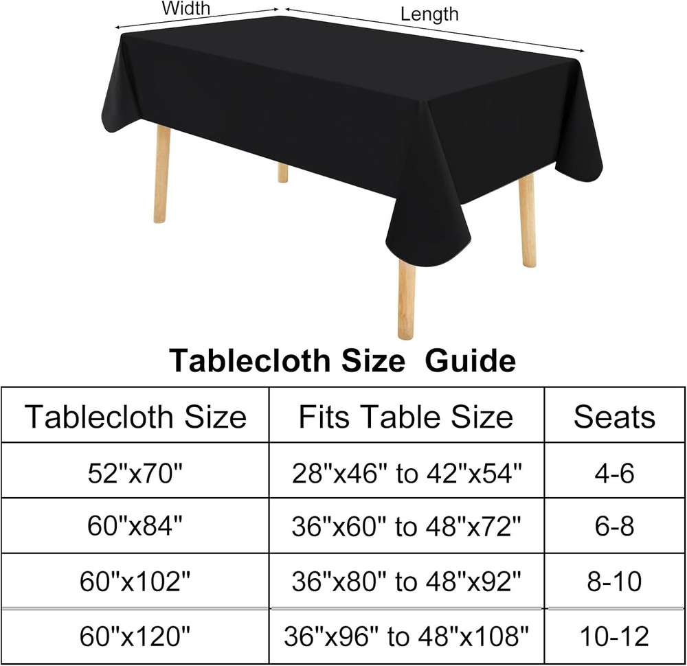 homing Rectangle Vinyl Tablecloth, Waterproof 84 x 60 (Rectangular), Black