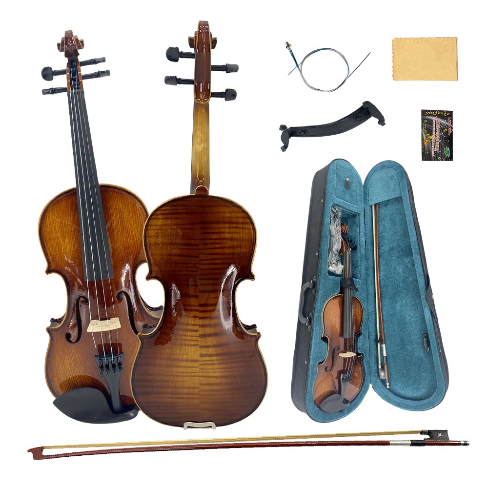 4/4 Violin Full Set Flame Maple for Beginners,Students,Handcrafted Solid Wood