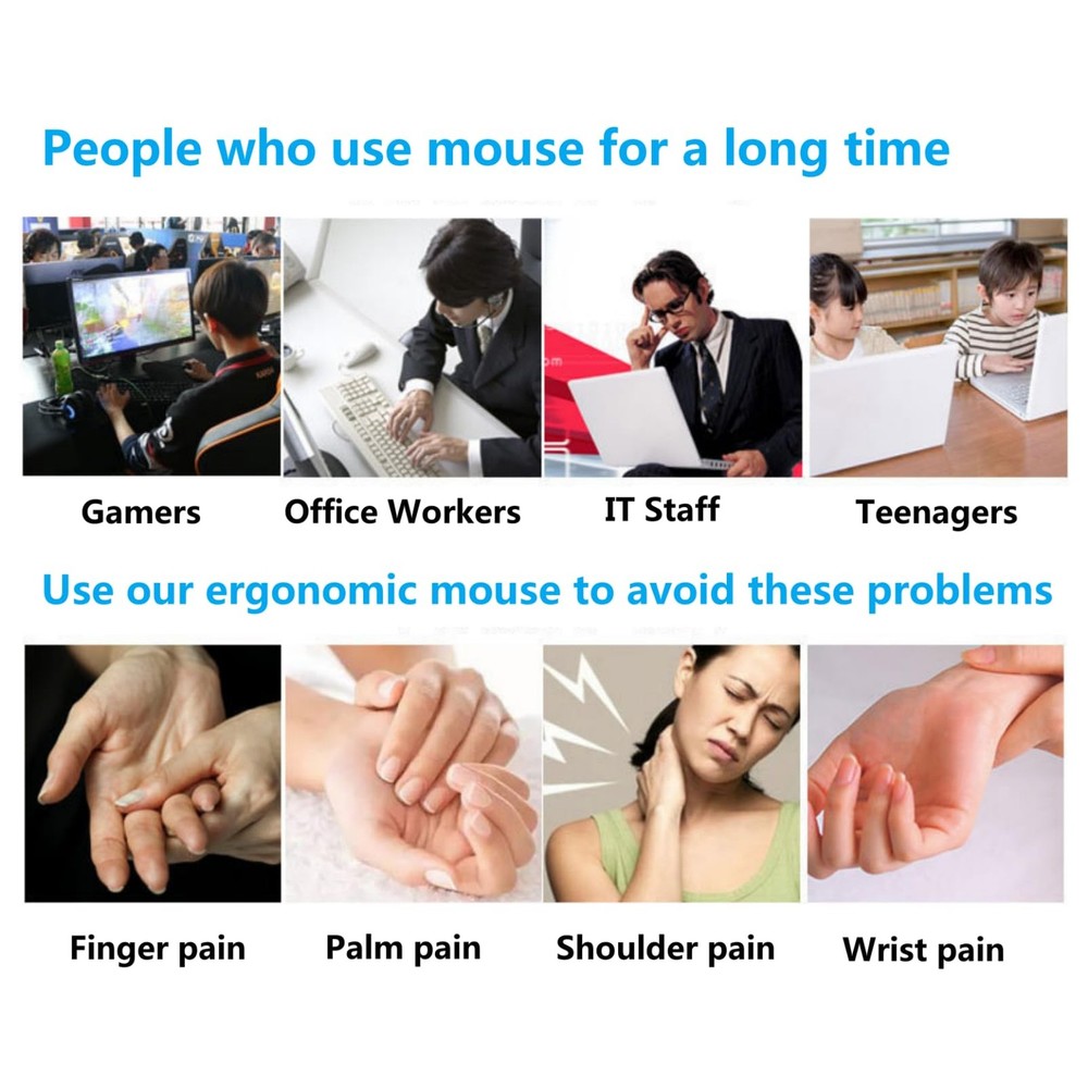 Left Handed Vertical Mouse Wireless Rechargeable Ergonomic