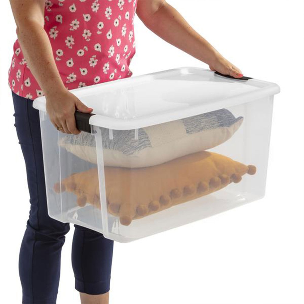 Sterilite Clear Plastic Stackable Storage Bin with Latching Lid