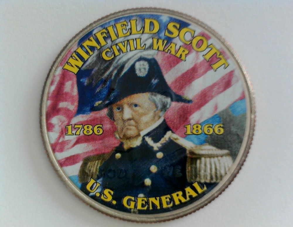 Winfield Scott U.S. General - Colorized Half Dollar - Civil War