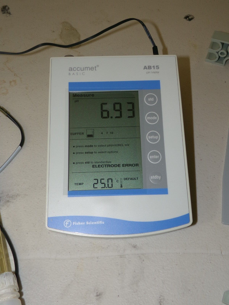 FISHER SCIENTIFIC AB15 ACCUMET BASIC PH METER W/ ARM/PSU & 13-620-631 ELECTRODE