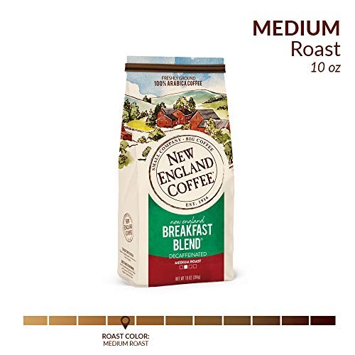 New England Coffee Breakfast Blend Decaffeinated Medium Roast Ground Coffee, 10o
