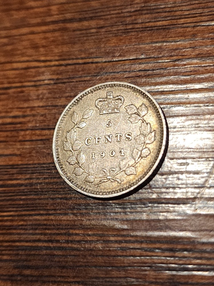 1901 Canada 5 Cents Silver Coin