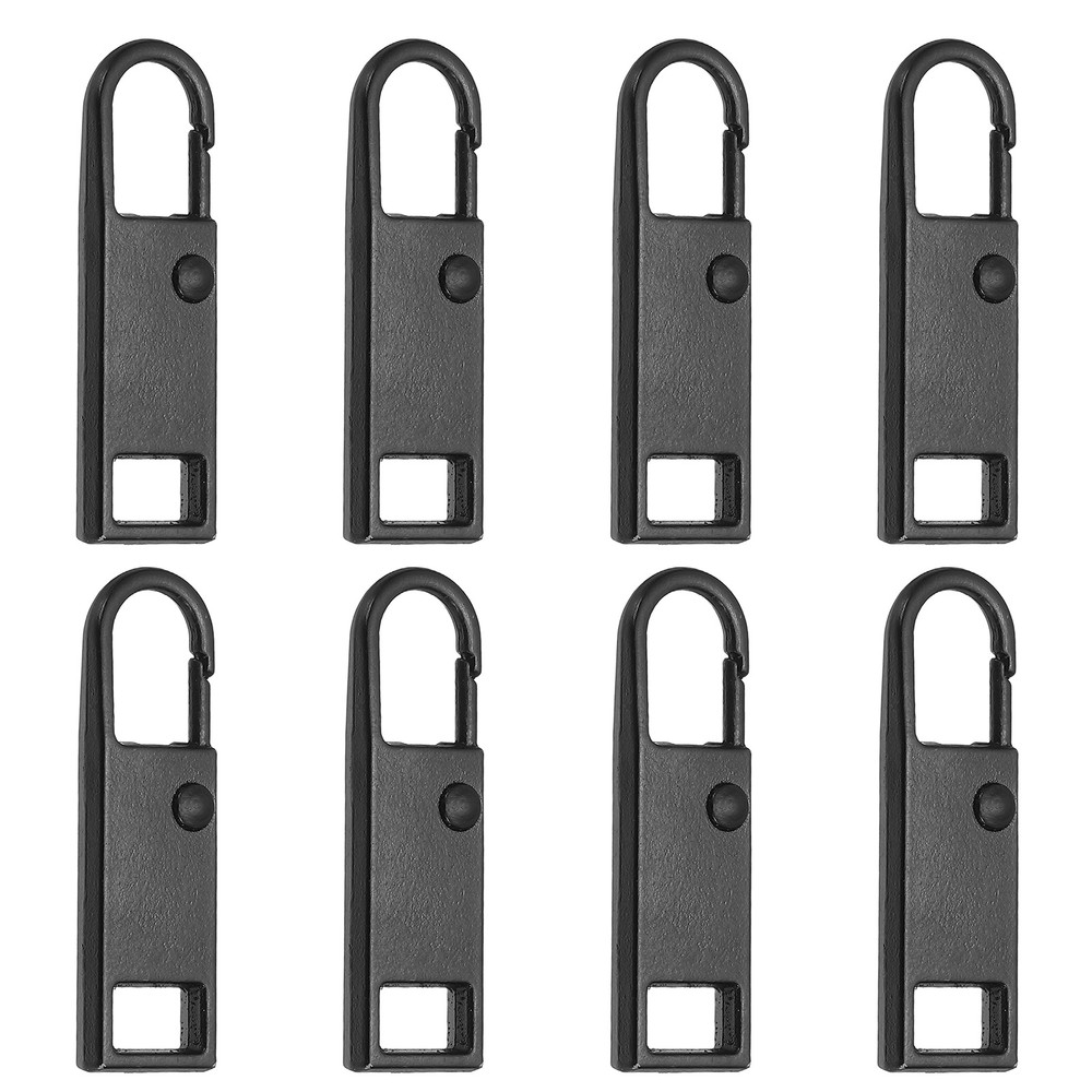 8Pcs Metal Zipper Pull Replacement for Luggage, Black Medium