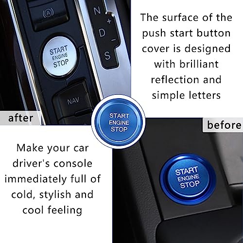 Audi Compatible Push Start Button Cover - Cool Aluminum Engine Start Cover Blue
