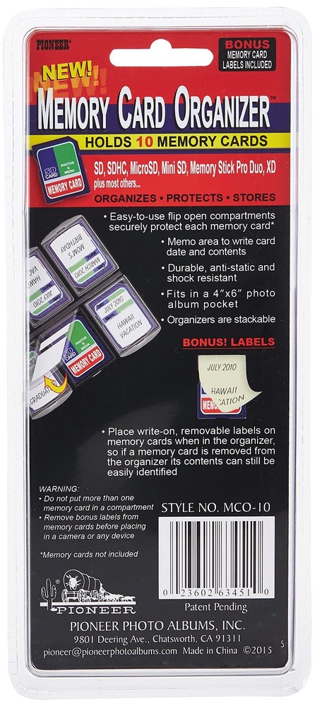 Pioneer 10 Compartment Memory Card Organizer