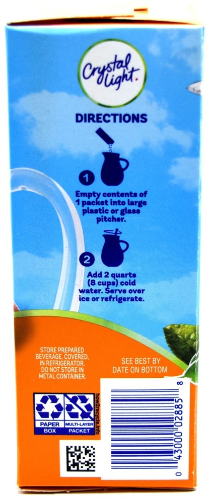 4 10-Quart Boxes Crystal Light Peach Mango Green Tea Drink Mix