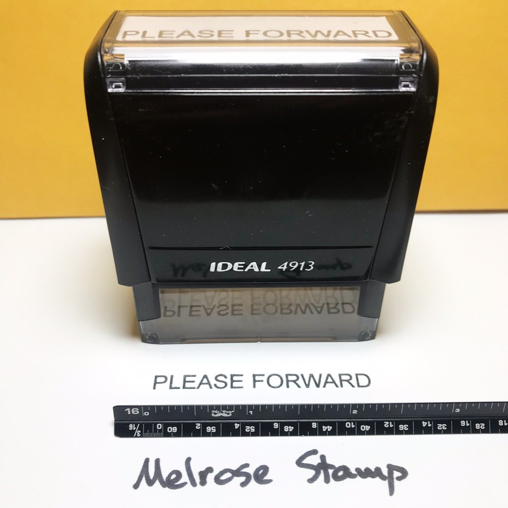Please Forward Rubber Stamp Black Ink Self Inking Ideal 4913