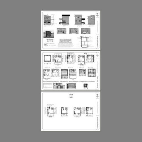 16x16 Tiny House -- 465 sq ft -- PDF Floor Plan -- Model 2B