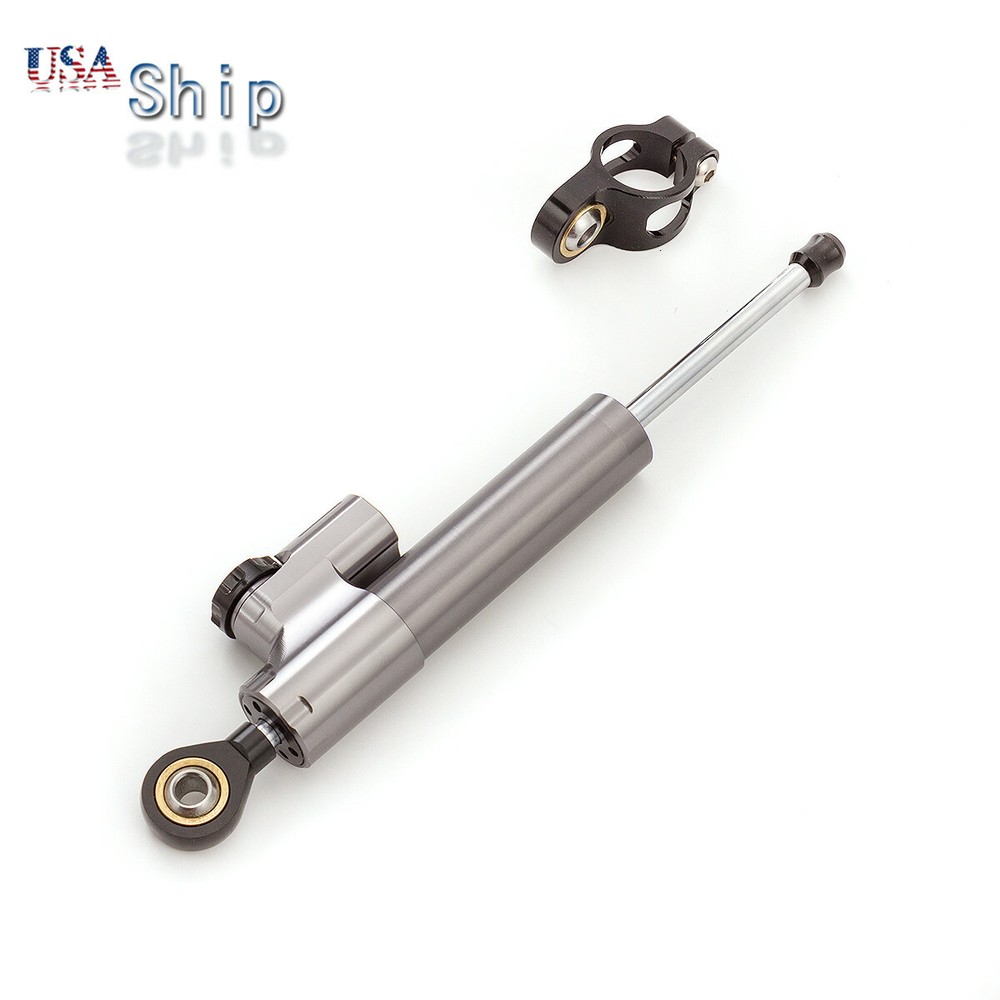 CNC Steering Damper Motorcycle Stabilizer Linear Safety Control Gray&Black