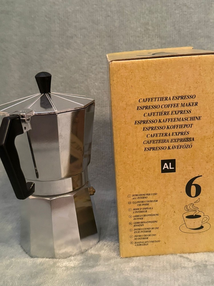 espresso machine coffee 6 cups silver