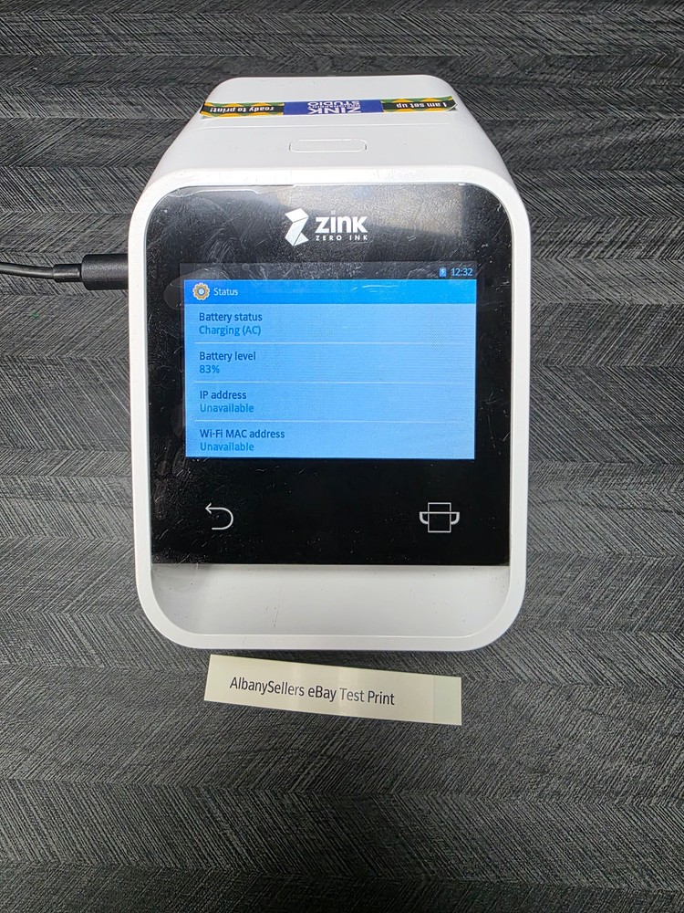 Zink Zero Ink Happy+ Touch Screen Printer Technology Tested No Power Supply