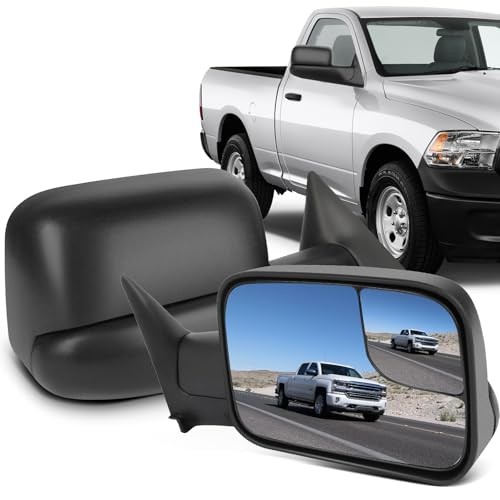 Black Manual Adjusted Side View Mirror Tow Mirrors - Left & Right Pair