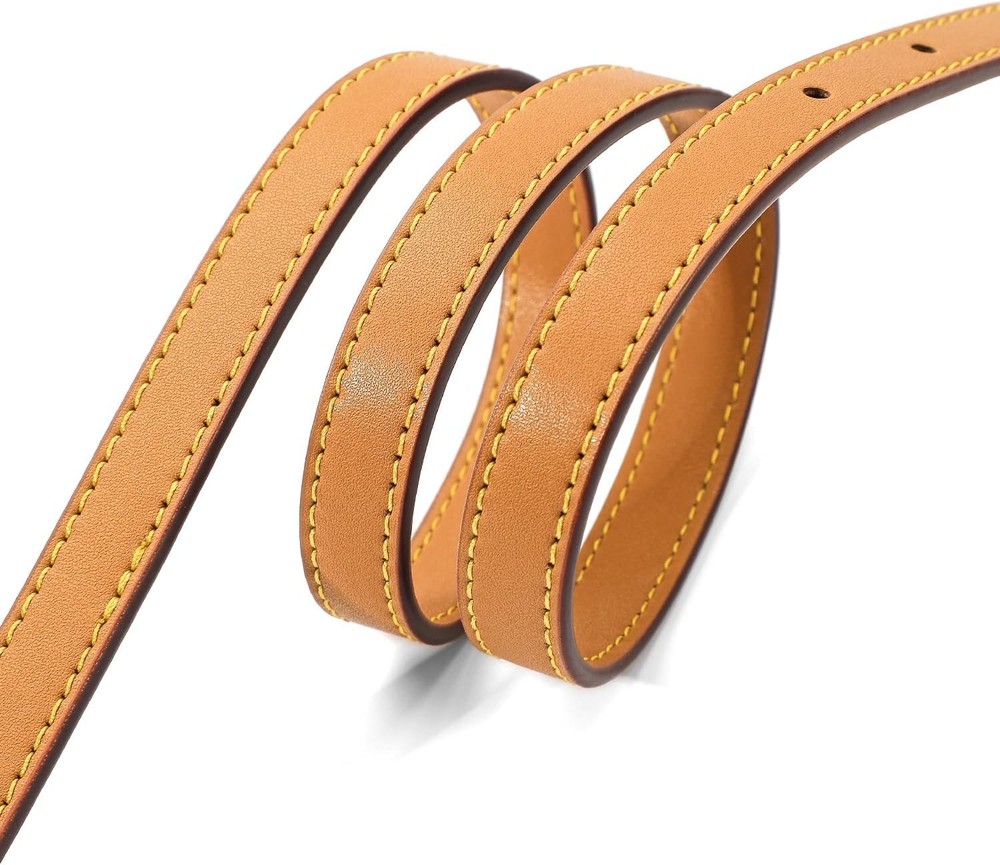 Vachetta Leather Replacement Adjustable Shoulder Apricot Yellow-width: 0.6 in