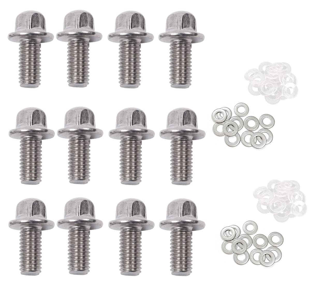 TUOREN Drum Set Hardware 12-Pack Stainless Steel Tight M6 x15mm, silver