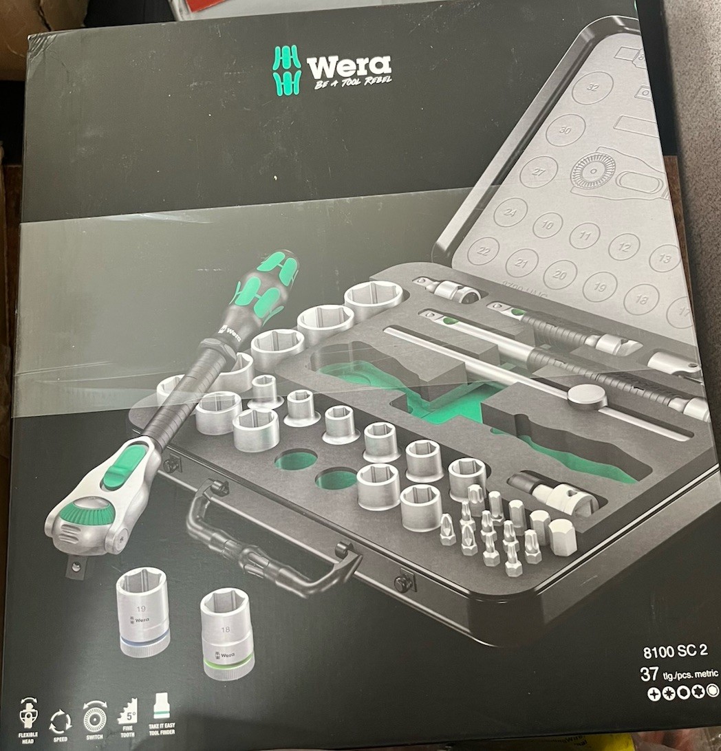 Wera 8100 SC 2 Zyklop Metal 37-Piece Metric Socket Set 18mm 19mm Tools