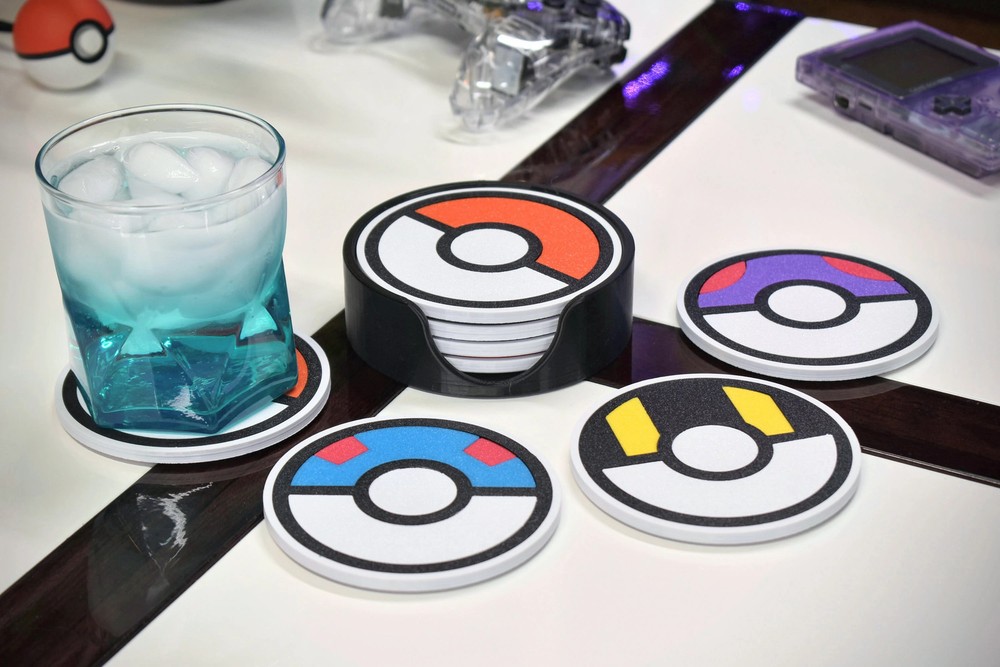 Pokeball Coaster Set - Mix & Match 4 Coasters - 3D Printed