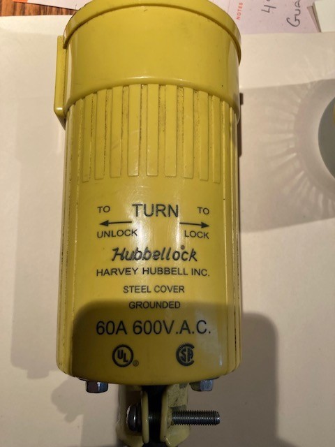 Hubbell HBL26419 60A 600V 3 Pole 4 Wire Power Plug - (works W/ Hbl26418)