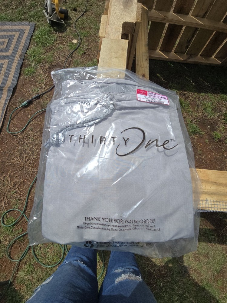 Thirty-One Drawstring Laundry Bag Color Whisper Grey