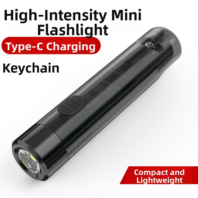 Rechargeable For MINI LED Flashlight Keychain with Whistle and 7 Light Modes