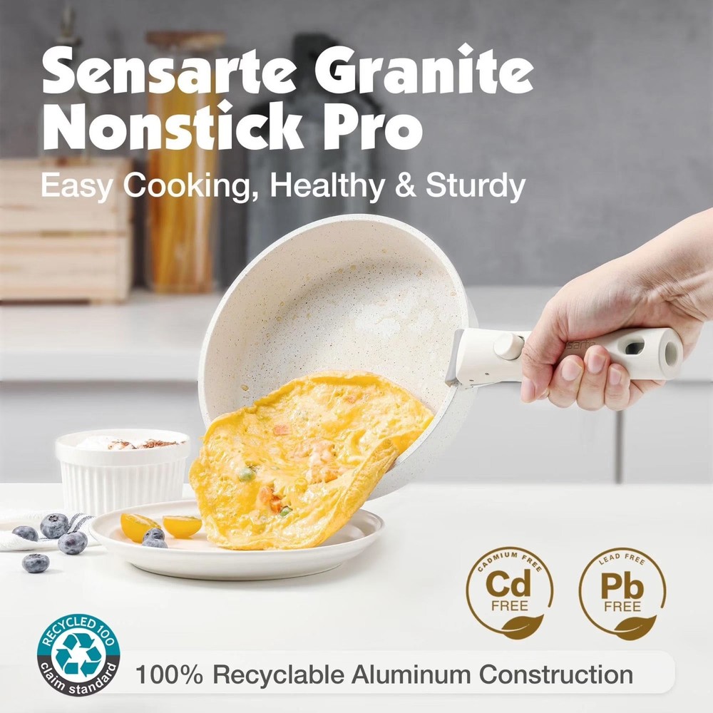 Cookware Set 17Pcs Nonstick Detachable Handle Induction Stackable
